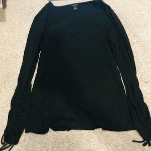 Ann Taylor - Black Long Sleeve Top w/ Tie Sleeves